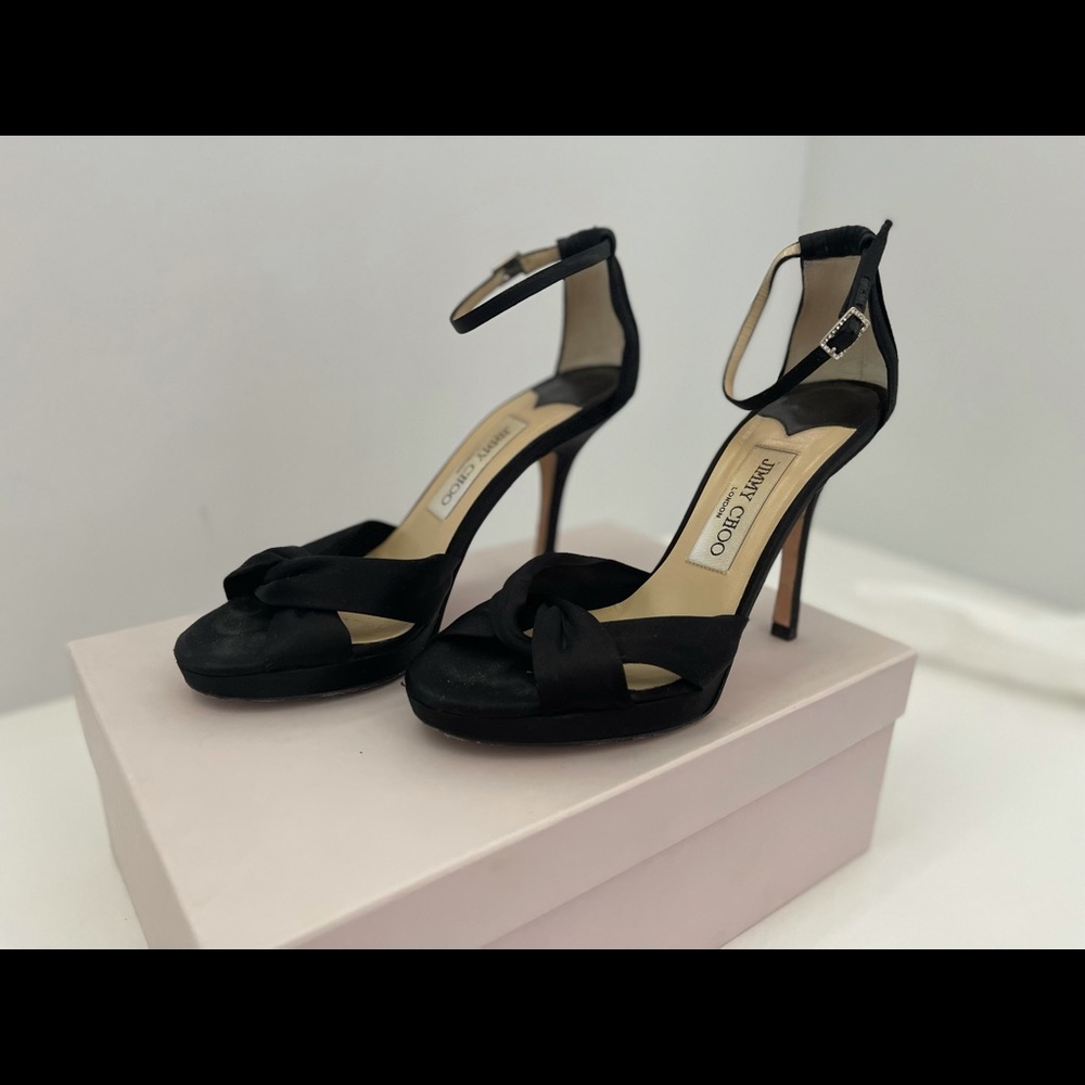 JIMMY CHOO Black Silk Satin high heels size 6.5